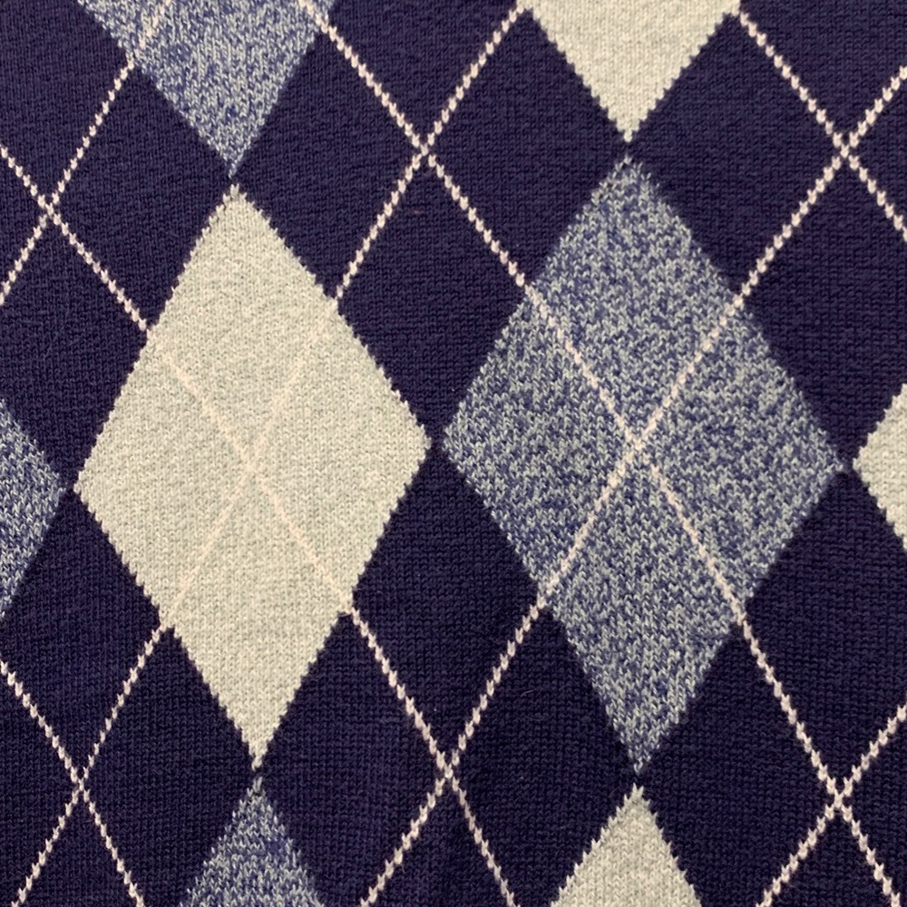 3/$15 Saddlebred 100% Cotton V-Neck Sweater Vest in Navy Argyle Size XL - Picture 3 of 4